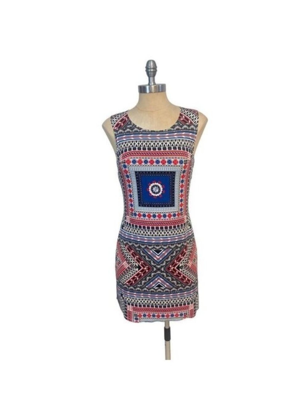 Farm Rio Boho Stretch Sleeveless bodycon Mini Dress Medium runs small